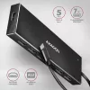 Axagon HUE-F7C hub de carregamento plano em alumínio USB 3.2 Gen 1 de 7 portas, 7x USB-A, cabo USB-C de 30 cm, conector de alimentação externa, preto