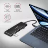 Axagon HUE-F7C hub de carregamento plano em alumínio USB 3.2 Gen 1 de 7 portas, 7x USB-A, cabo USB-C de 30 cm, conector de alimentação externa, preto