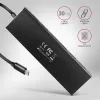 Axagon HUE-F7C hub de carregamento plano em alumínio USB 3.2 Gen 1 de 7 portas, 7x USB-A, cabo USB-C de 30 cm, conector de alimentação externa, preto