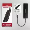 Axagon HUE-F7C hub de carregamento plano em alumínio USB 3.2 Gen 1 de 7 portas, 7x USB-A, cabo USB-C de 30 cm, conector de alimentação externa, preto
