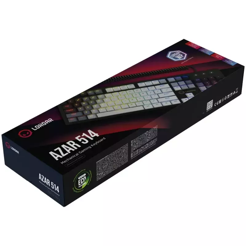 Teclado mecânico LORGAR Azar 514 branco com retroiluminação RGB, layout ENG