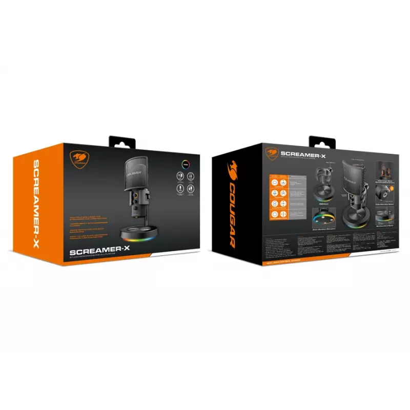 Microfone de estúdio COUGAR Screamer-X, microfone de estúdio, -45 dB, 20 - 20000 Hz, 16 Bit, 48 kHz, 120 dB