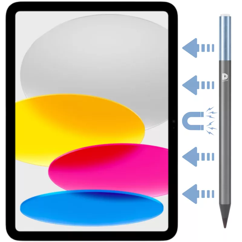 DEQSTER Pencil 2, tablet, Apple, azul, cinzento, Apple iPads desde 2018, cinzento, alumínio, policarbonato (PC), polioximetileno (POM)