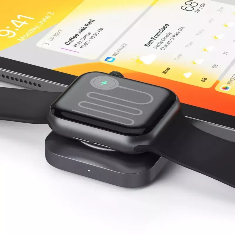 Estação de carregamento Satechi ST-TCMCAWM Smartwatch preto prateado branco alumínio