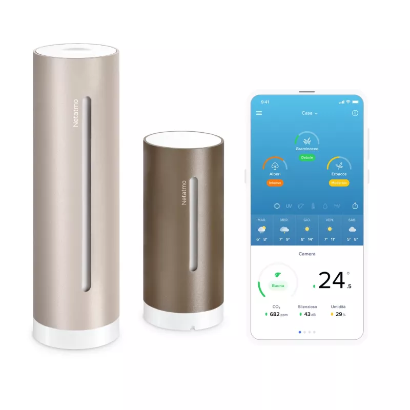 Netatmo NWS-S-EC estação meteorológica inteligente Original 2.ª geração, interior/exterior, HomeKit, areia (castanho)