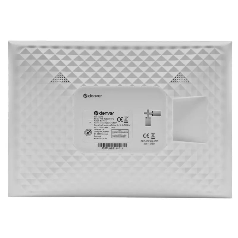 Moldura digital Denver PFF-1063WHITE 10,1 polegadas ecrã tátil Wi-Fi 1920x1080