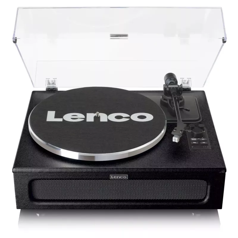 Lenco LS-430BK gira-discos de correia com 4 altifalantes integrados, Bluetooth, 40 W, 33/45 rpm, preto