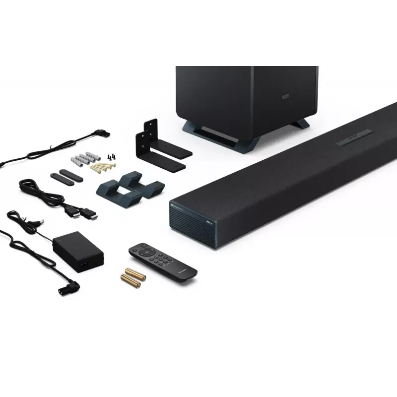Sharp HT-SBW53121(BK) barra de som 3.1.2 com subwoofer sem fios, preta