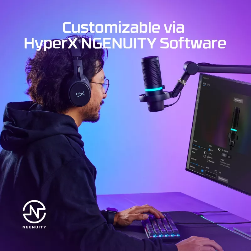 HyperX DuoCast - Microfone USB (Preto) - Iluminação RGB
