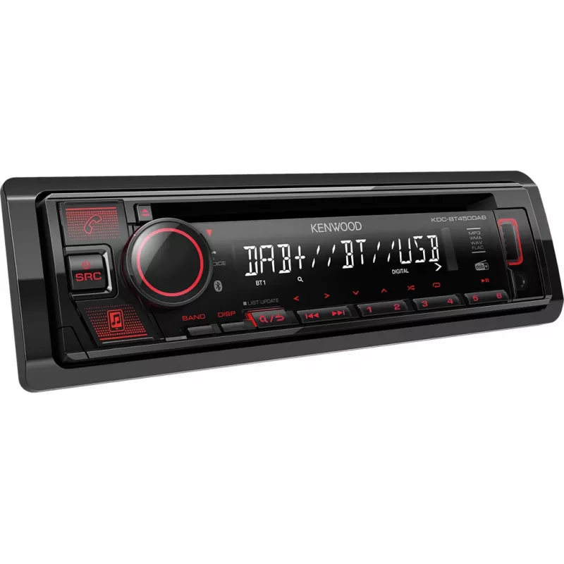 Recetor multimédia para automóvel Kenwood KDC-BT450DAB preto 50 W Bluetooth