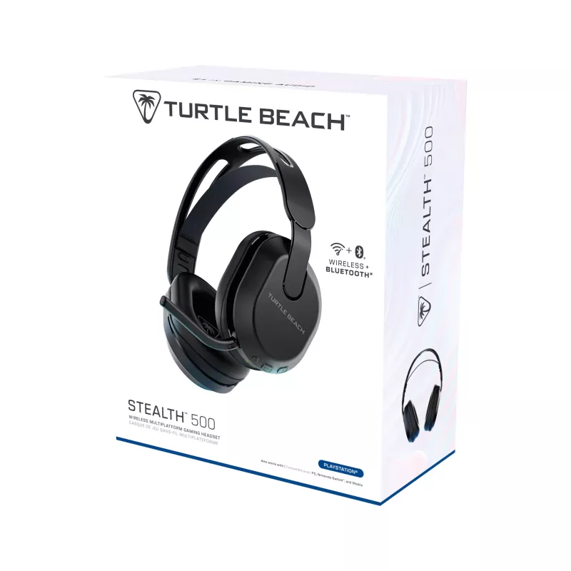 Turtle Beach Stealth 500 preto PlayStation headset gaming sem fios com até 40 h de autonomia e Bluetooth para PS5, PS4, PC e dispositivos móveis