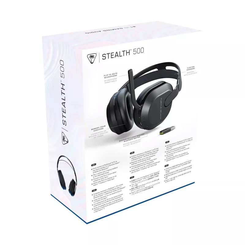 Turtle Beach Stealth 500 preto PlayStation headset gaming sem fios com até 40 h de autonomia e Bluetooth para PS5, PS4, PC e dispositivos móveis