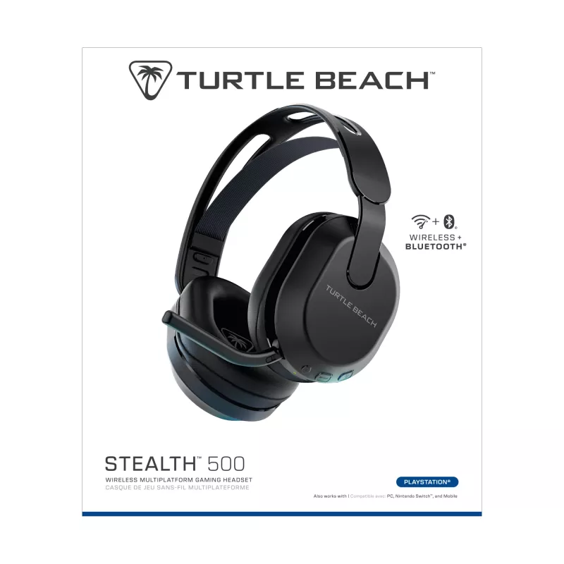 Turtle Beach Stealth 500 preto PlayStation headset gaming sem fios com até 40 h de autonomia e Bluetooth para PS5, PS4, PC e dispositivos móveis
