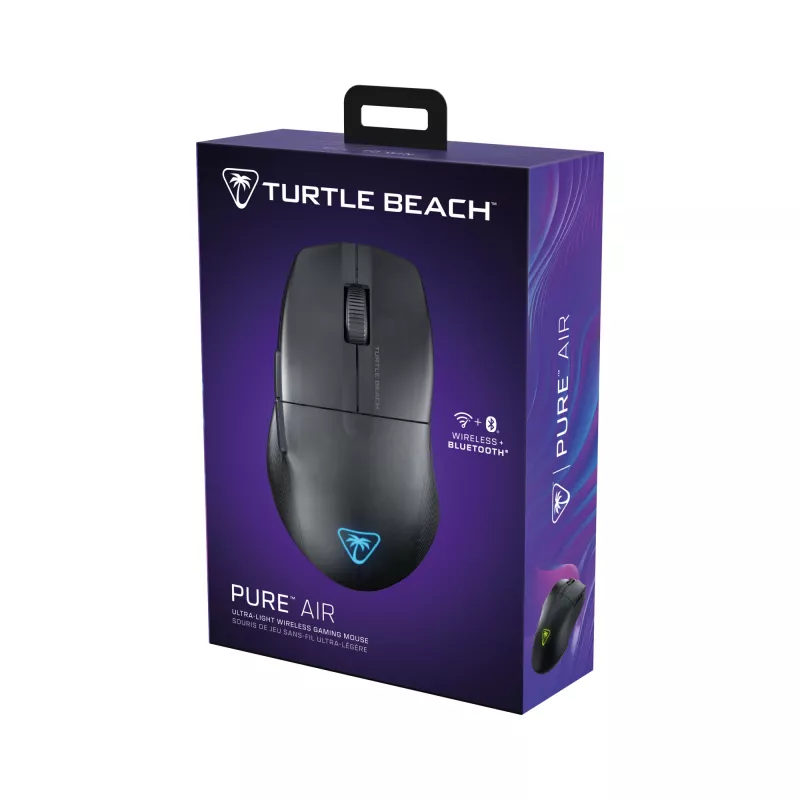 Turtle Beach Pure Air preto – Rato gaming ergonómico sem fios ultraleve com RGB, sensor ótico 26K DPI, bateria de 125h, iluminação RGB