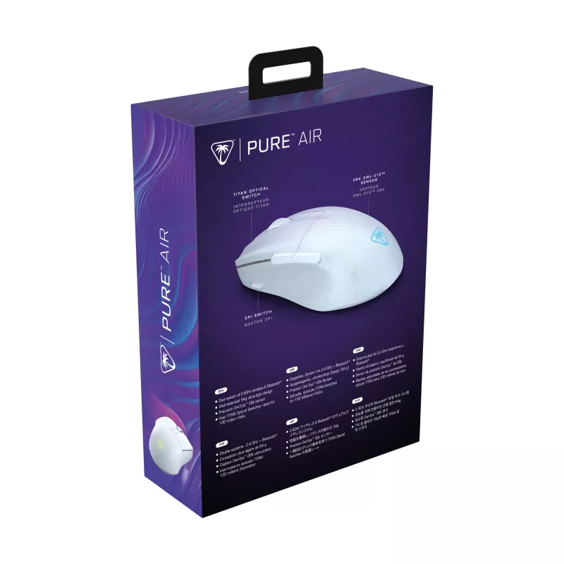 Turtle Beach Pure Air branco - Rato gaming ergonómico sem fios ultraleve com RGB, sensor ótico 26K DPI, bateria de 125h, iluminação RGB