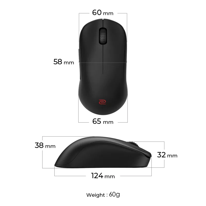 Rato gaming ZOWIE U2 para ambas as mãos RF sem fios ótico 3200 DPI