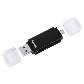 Leitor de cartões Hama Basic USB 2.0 OTG, SD/microSD, preto
