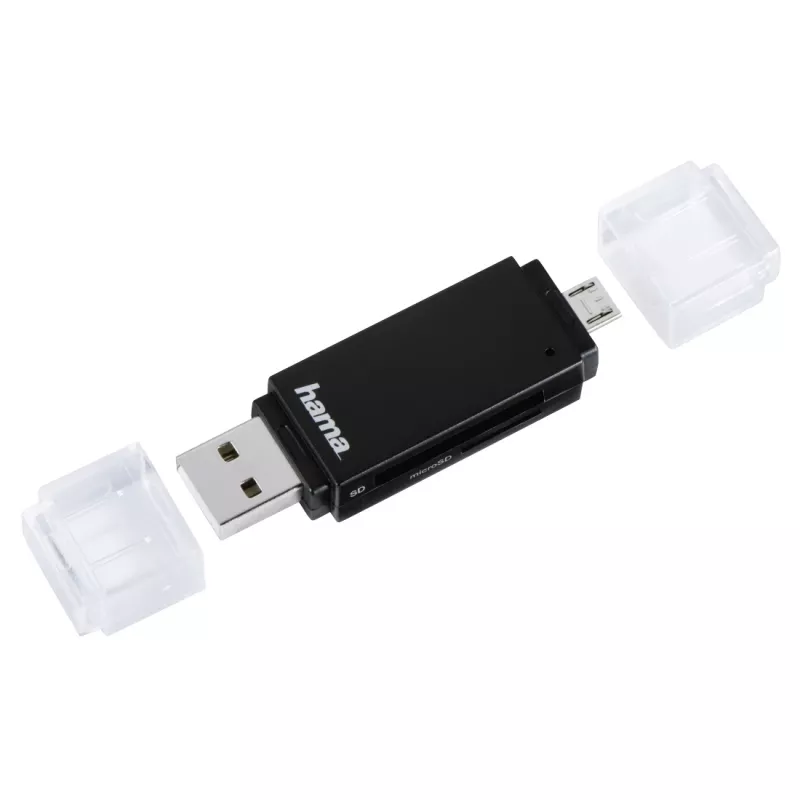 Leitor de cartões Hama Basic USB 2.0 OTG, SD/microSD, preto