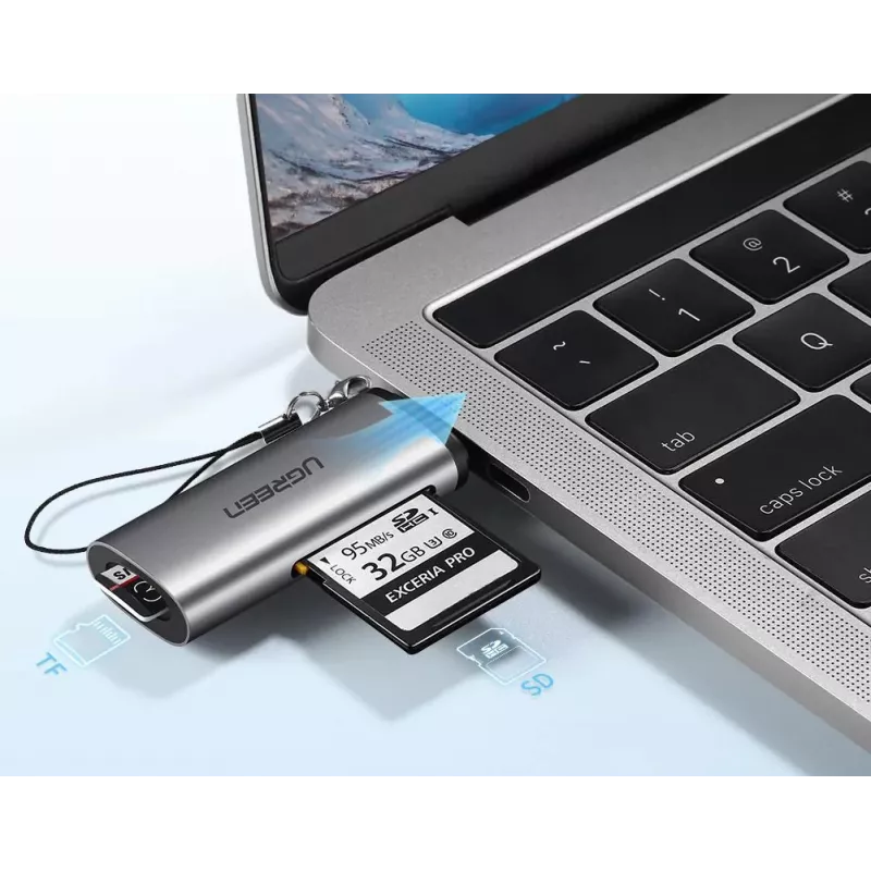 Leitor de cartões Ugreen 50704 USB 3.2 Gen 1 (3.1 Gen 1) Type-C cinzento