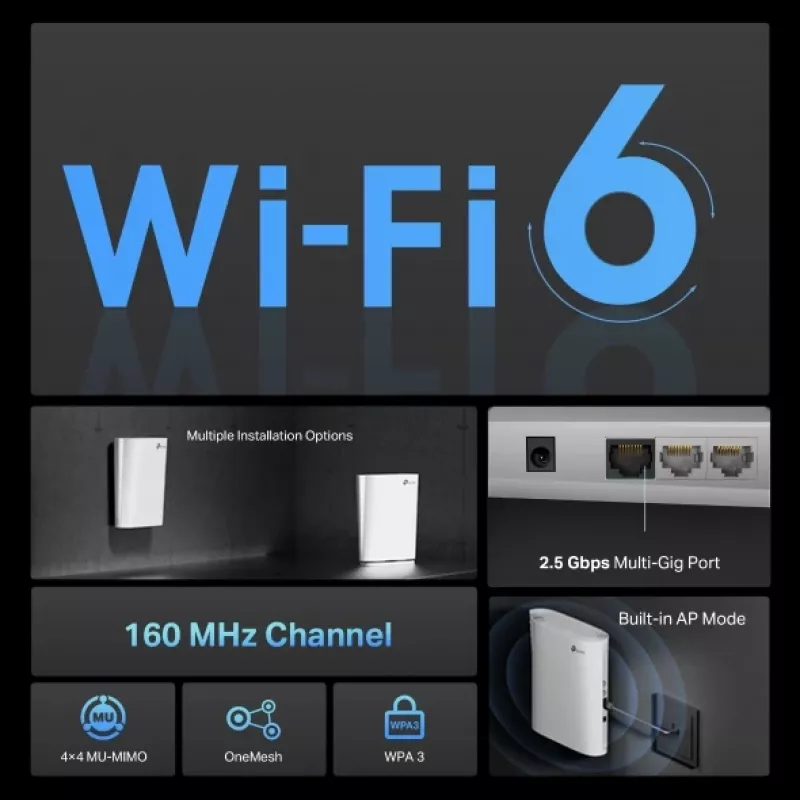 TP-Link AX6000 Mesh Wi-Fi 6 branco 1000, 2500 Mbit/s