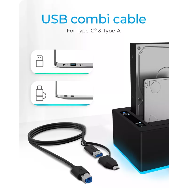 ICY BOX IB-127CL-U3 USB 3.2 Gen 1 (3.1 Gen 1) Type-B preto