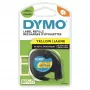 Etiquetas de plástico DYMO LetraTag | 12 mm x 4 m rolo | impressão preta sobre amarelo | etiquetas autoadesivas multiusos para impressoras de etiquetas LetraTag