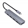 UGREEN 70336 (CM219) hub USB-C para 4x USB 3.0, 5 Gbps, OTG, porta de alimentação USB-C, cabo de 15 cm, cinzento