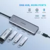 UGREEN 70336 (CM219) hub USB-C para 4x USB 3.0, 5 Gbps, OTG, porta de alimentação USB-C, cabo de 15 cm, cinzento