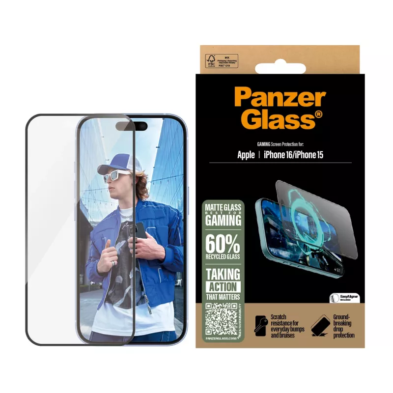Proteção de ecrã Gaming PanzerGlass iPhone 16 | 15 | Ultra-Wide Fit