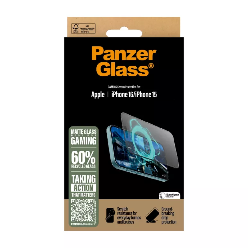 Proteção de ecrã Gaming PanzerGlass iPhone 16 | 15 | Ultra-Wide Fit
