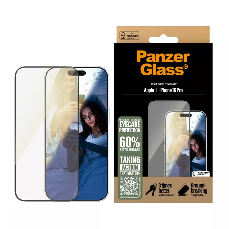 Proteção de ecrã EyeCare PanzerGlass iPhone '24 6.3 polegadas Pro Ultra-Wide Fit