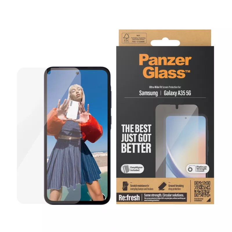 Proteção de ecrã PanzerGlass® Samsung Galaxy A35 5G | Ultra-Wide Fit com EasyAligner