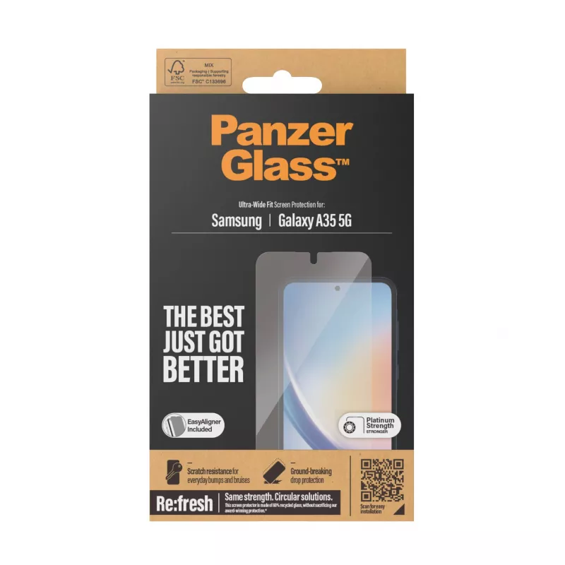Proteção de ecrã PanzerGlass® Samsung Galaxy A35 5G | Ultra-Wide Fit com EasyAligner