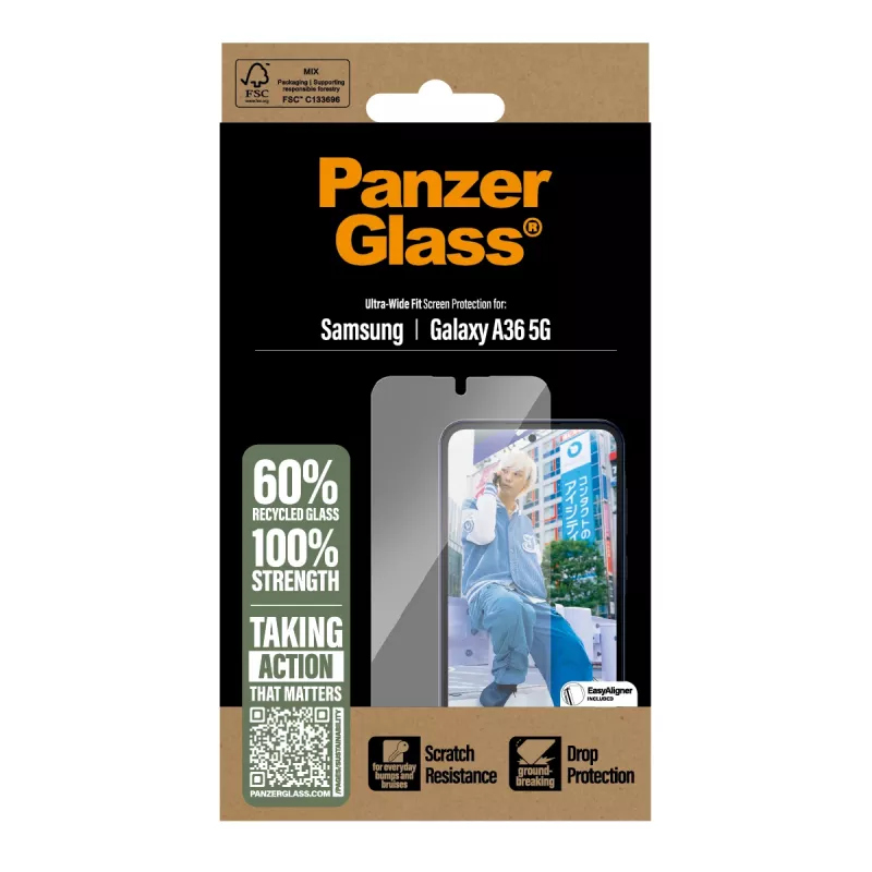 Película de proteção de ecrã PanzerGlass ® Samsung Galaxy A36 5G | Ultra-Wide Fit