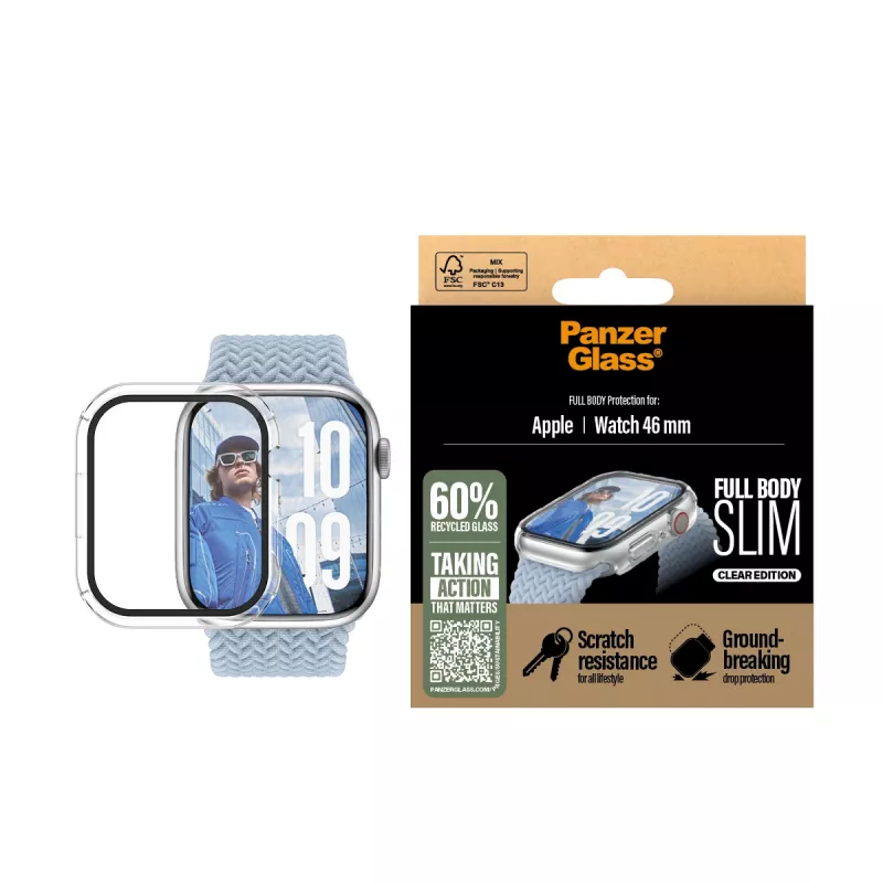 Capa PanzerGlass ® Full Body fina transparente Apple Watch Series 11 | 10 | 46mm