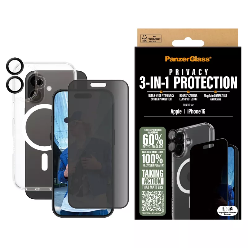 Pacote de proteção de privacidade 3-em-1 PanzerGlass iPhone '24 6.1