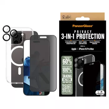 Pacote de privacidade 3-em-1 PanzerGlass ® iPhone 16 Pro Max