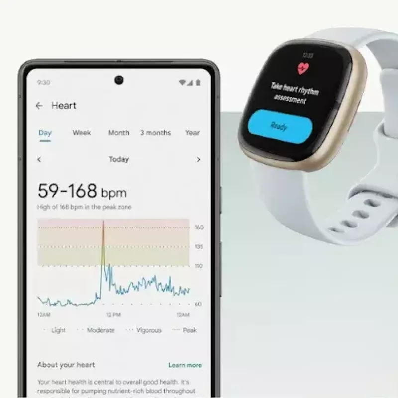 Smartwatch Fitbit Sense 2 ecrã tátil digital preto