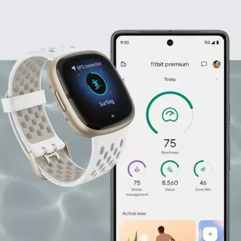 Smartwatch Fitbit Sense 2 ecrã tátil digital preto