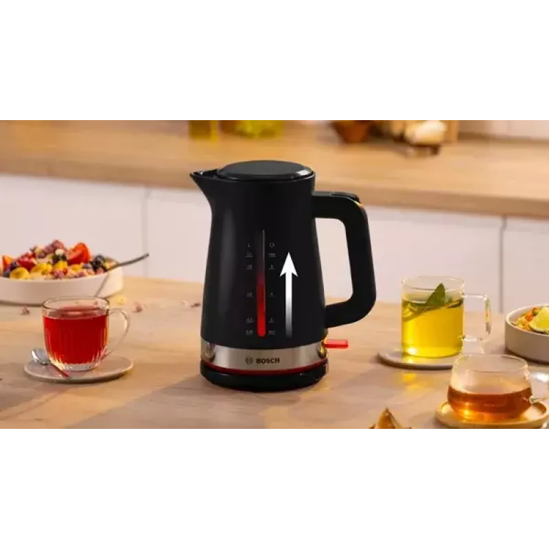 Chaleira Bosch TWK4M223 1,7 l, 2400 W, preto, sem fios, resistência oculta