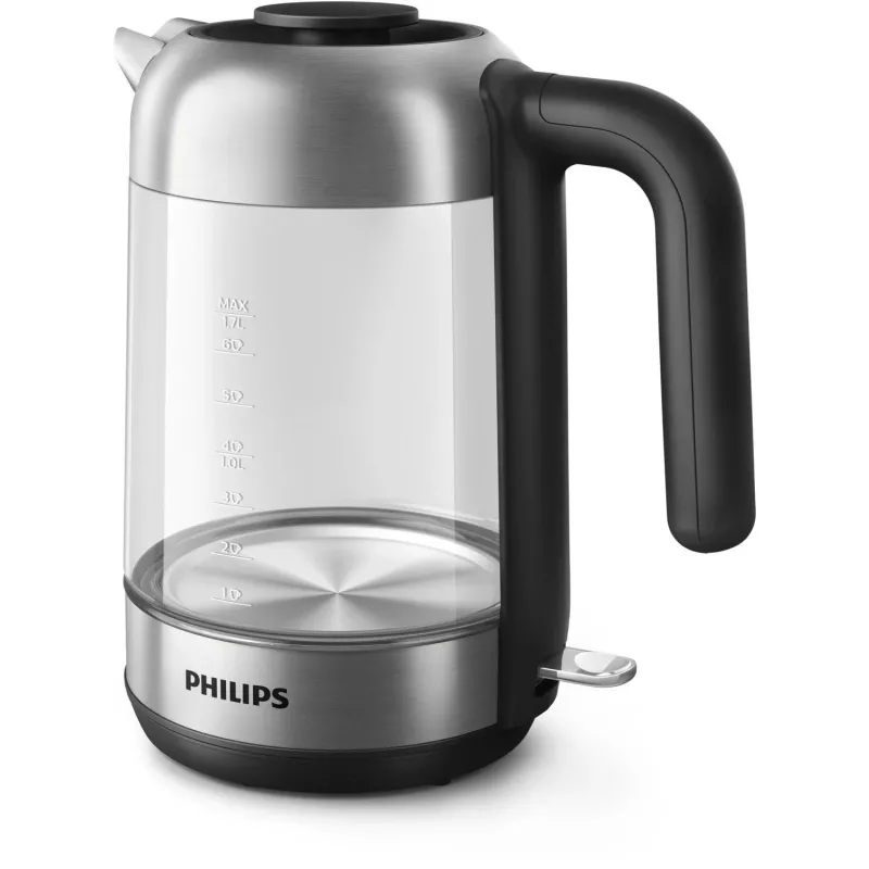 Philips 5000 series Series 5000 HD9339/80 chaleira de vidro, 1,7 L, 2200 W, vidro, aço inoxidável, indicador de nível de água, sem fios