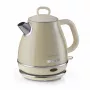 Ariete 2868 Vintage chaleira elétrica de design em aço inoxidável de 1 L para infusões, chá e bebidas de ervas, sistema de desligamento automático, pega ergonómica, 1 litro, 1600 W, bege claro