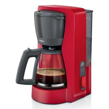Máquina de café de filtro Bosch TKA3M134 — depósito de água de 1,4 l, capacidade para 15 chávenas, vermelha