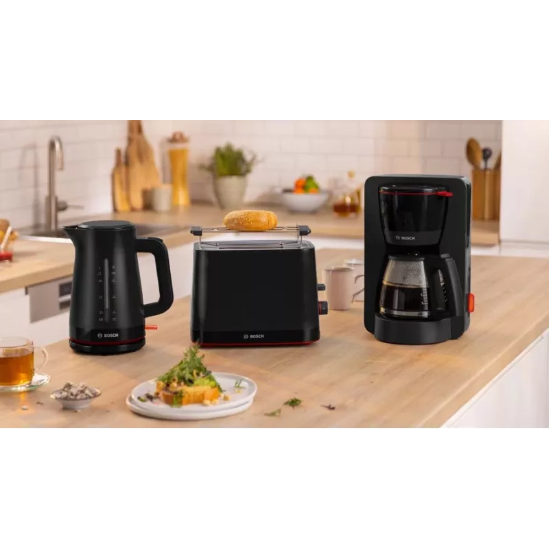 Máquina de café de filtro Bosch TKA3M133, depósito de água de 1,4 litros, capacidade para 15 chávenas, preta