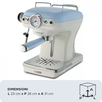 Máquina de café expresso Ariete 1389 Vintage - máquina de café expresso para café em pó ou cápsulas ESE, em azul pastel