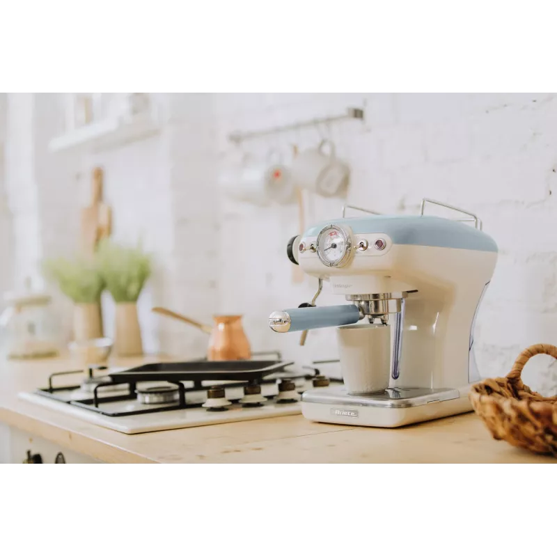 Máquina de café expresso Ariete 1389 Vintage - máquina de café expresso para café em pó ou cápsulas ESE, em azul pastel
