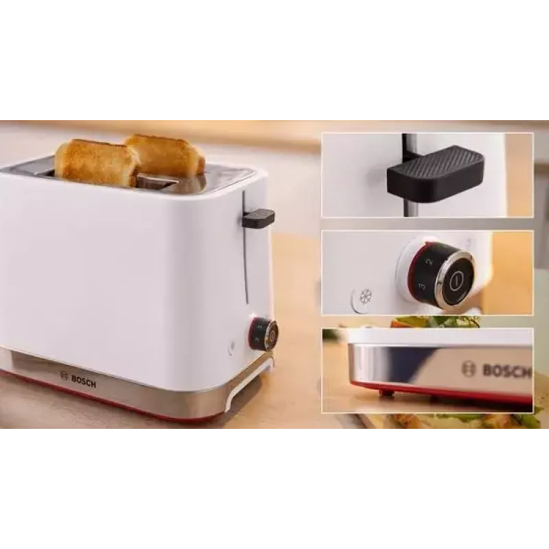 Torradeira Bosch TAT4M221 2 fatias 950 W branca em aço inoxidável