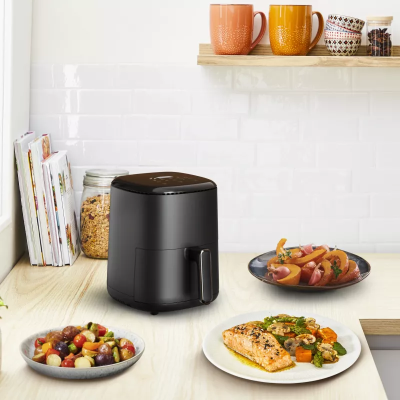 Fritadeira de ar quente Tefal Easy Fry EY145810 — capacidade de 3 L, 1300 W, controlo tátil, ecrã LCD, preto