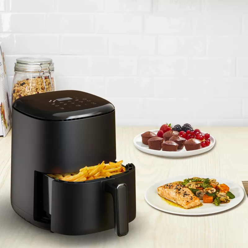 Fritadeira de ar quente Tefal Easy Fry EY145810 — capacidade de 3 L, 1300 W, controlo tátil, ecrã LCD, preto