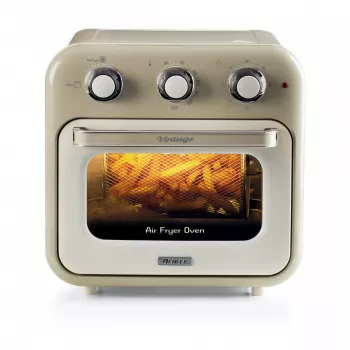 Fritadeira de ar quente e forno Ariete 4632 Vintage, 1400W, 2em1, capacidade 16L, acessórios incluídos, temporizador 60 minutos, vidro duplo, Bege
